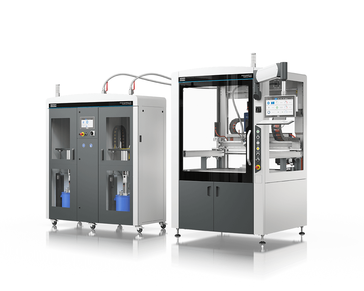 Systemlösung PailFeed mit Dosierer DosP DP2001 und DispensingCell DC803 – seitliche Ansicht